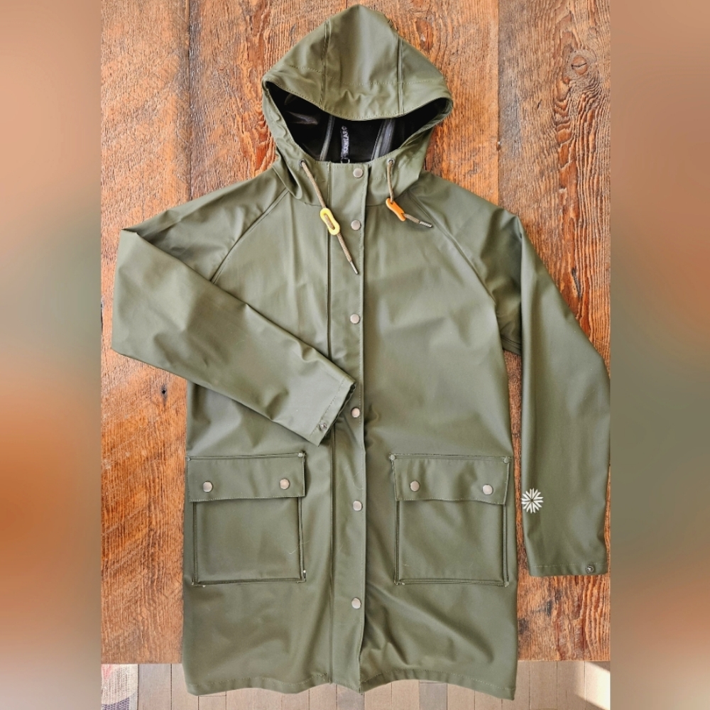 Icewear Olive Green Hooded Women's Rain Jacket